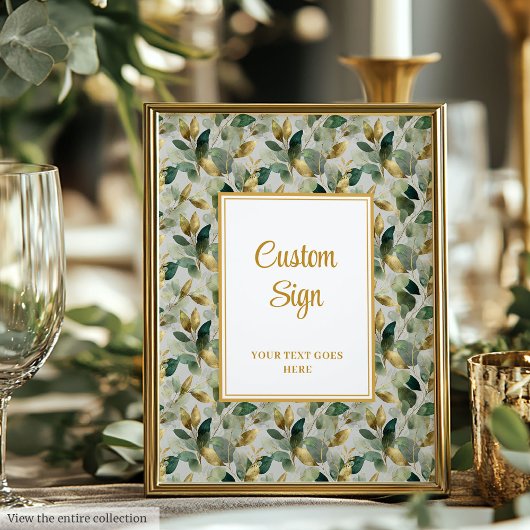 Classic Forest Green Gold Blätter Hochzeit Custom Poster