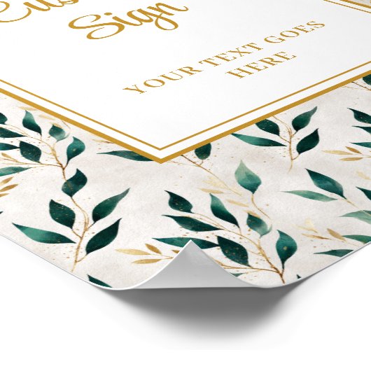 Classic Forest Green Gold Foliage Custom Poster (Ecke)