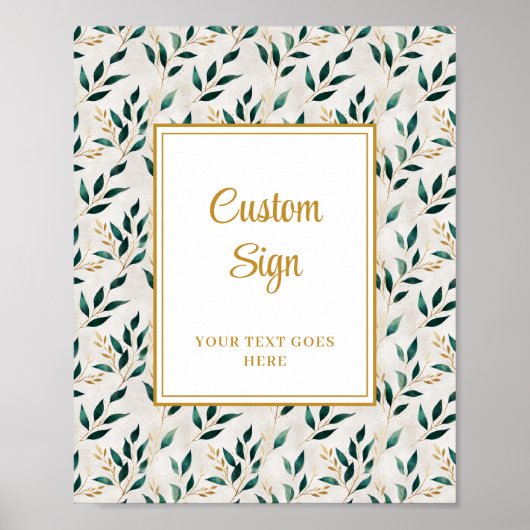 Classic Forest Green Gold Foliage Custom Poster (Vorne)