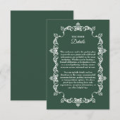 Classic Forest Green Ornately Framed Wedding Begleitkarte (Vorne/Hinten)