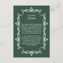 Classic Forest Green Ornately Framed Wedding Begleitkarte
