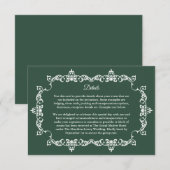 Classic Forest Green Ornately Framed Wedding Begleitkarte (Vorne/Hinten)