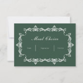Classic Forest Green Ornately Framed Wedding RSVP Karte (Rückseite)