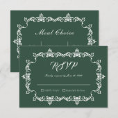 Classic Forest Green Ornately Framed Wedding RSVP Karte (Vorne/Hinten)