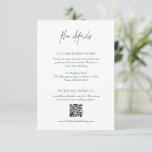 Classic Forest Green QR Code Elegante Hochzeit Begleitkarte