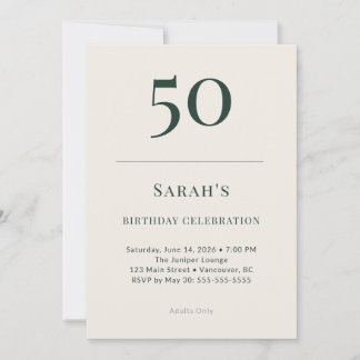 Classic Forest & Linen 50th Birthday Celebration Einladung