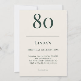 Classic Forest & Linen 80th Birthday Celebration Einladung