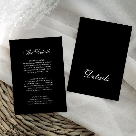 Classic Formal Black | Wedding Guest Details Begleitkarte