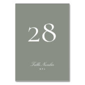 Classic Formal Calligraphy Gray Green Wedding Tischnummer (Rückseite)