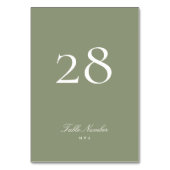Classic Formal Calligraphy Sage Green Wedding Tischnummer (Rückseite)