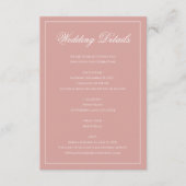 Classic Formal Dusty Rose Script Wedding Details Begleitkarte (Vorderseite)