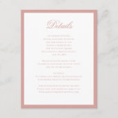 Classic Formal Dusty Rose Script Wedding Details Begleitkarte (Vorderseite)