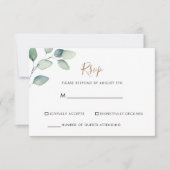 Classic Formal Green Blätter Wedding RSVP Card Karte (Vorderseite)