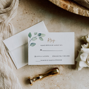 Classic Formal Green Blätter Wedding RSVP Card Karte
