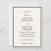 Classic formal minimal ivory black wedding einladung (Vorderseite)