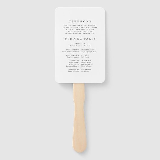 Classic Formal Modern Wedding Program Fan Fächer (Rückseite)