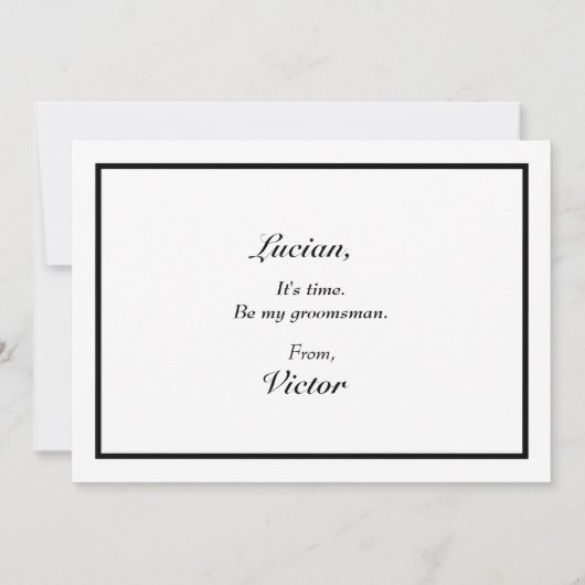 Classic Formal Schwarz-weiß Trauzeuge Vorschlag Ca Einladung (Rückseite)