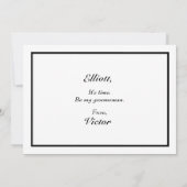 Classic Formal Schwarz-weiß Trauzeuge Vorschlag Ca Einladung (Rückseite)