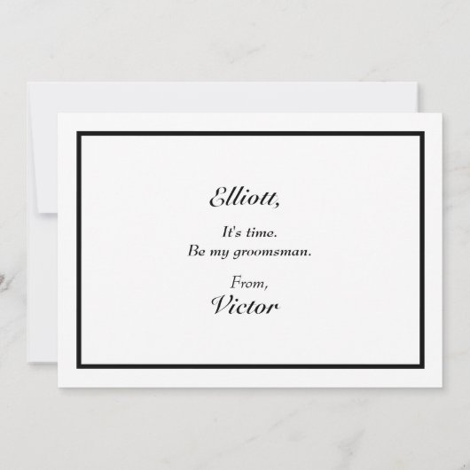 Classic Formal Schwarz-weiß Trauzeuge Vorschlag Ca Einladung (Rückseite)