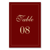 Classic Formal Script Wine Red Wedding Tischnummer (Vorderseite)
