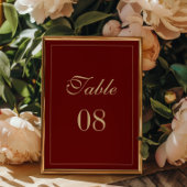 Classic Formal Script Wine Red Wedding Tischnummer