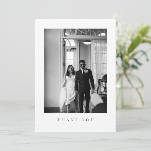 Classic Formal Wedding Photo QR Code Dankeskarte (Stehend Vorderseite)