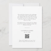 Classic Formal Wedding Photo QR Code Dankeskarte (Rückseite)