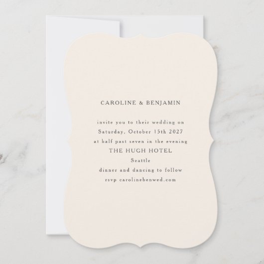 Classic formale Elfenbein Ecru Einzigartige Form H Einladung (Vorderseite)