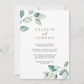 Classic formale grüne Blätter Back & Front Wedding Einladung (Vorderseite)