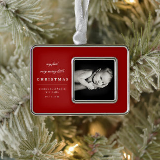 Classic Foto Baby ist mein erstes sehr fröhliches  Rahmen-Ornament Silber