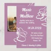 Classic Foto Bale Mauve Floral Wedding Einladung (Vorne/Hinten)