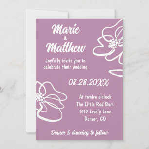 Classic Foto Bale Mauve Floral Wedding Einladung