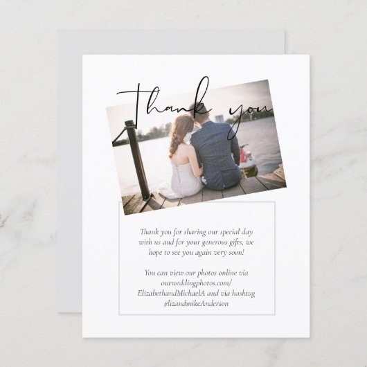 Classic FOTO Budget Hochzeit Dankeschön Card (Vorne/Hinten)