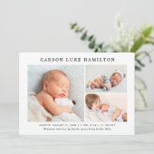 Classic Foto Collage Blue Handsome Baby Boy Birth Ankündigung (Stehend Vorderseite)