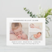 Classic Foto Collage Blue Handsome Boy Birth Ankündigung (Stehend Vorderseite)