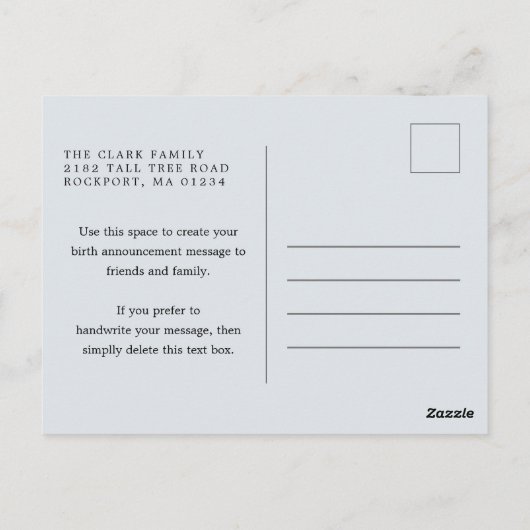 Classic Foto Collage Blue Handsome Boy Birth Anno Postkarte (Rückseite)