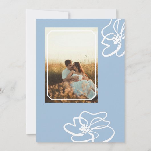 Classic Foto French Blue Floral Wedding Einladung (Rückseite)