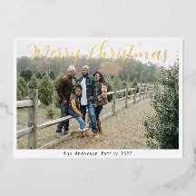 Classic Foto Gruß frohe Weihnachten Gold Script