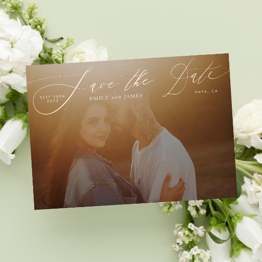 Classic Foto The Wedding Rose Gold Save the Date Folieneinladung