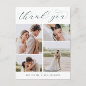 Classic Four | Multi Foto Wedding Vielen Dank Postkarte (Vorderseite)