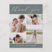 Classic Four | Multi Foto Wedding Vielen Dank Postkarte (Vorderseite)