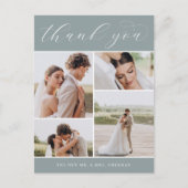 Classic Four | Multi Foto Wedding Vielen Dank Postkarte (Vorderseite)