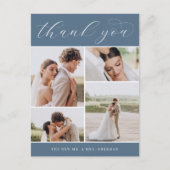 Classic Four | Multi Foto Wedding Vielen Dank Postkarte (Vorderseite)
