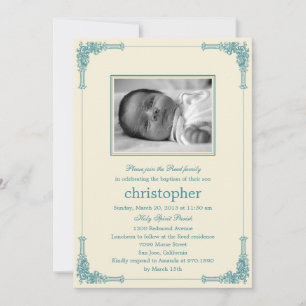 Classic Frame Photo Baptism/Christening Invitation Einladung