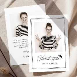Classic Framed Elegant Script Photo Graduation Dankeskarte