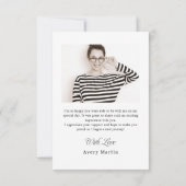 Classic Framed Elegant Script Photo Graduation Dankeskarte (Rückseite)