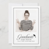 Classic Framed Elegant Script Photo Graduation Einladung (Vorderseite)