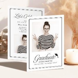 Classic Framed Elegant Script Photo Graduation Einladung