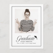 Classic Framed Elegant Script Photo Graduation Postkarte (Vorderseite)
