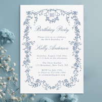 Classic French Blue Floral 80. Geburtstagsparty